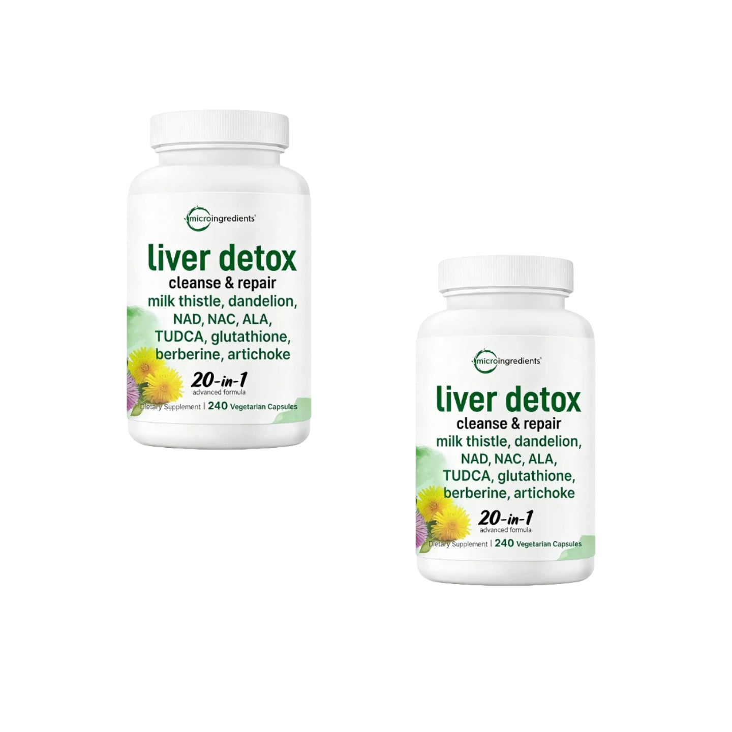 Liver Detox, 240 Veggie Capsules | 20-in-1 Advanced Support Complex with Milk Thistle, Dandelion, NAD, NAC, ALA