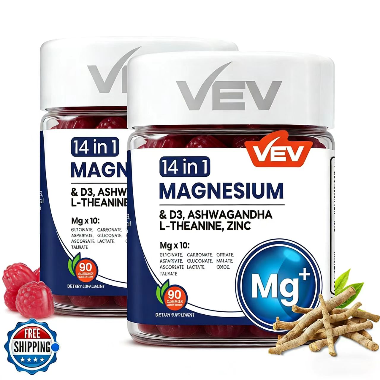 14-in-1 Magnesium Complex Gummies with Ashwagandha, L-Theanine, D3