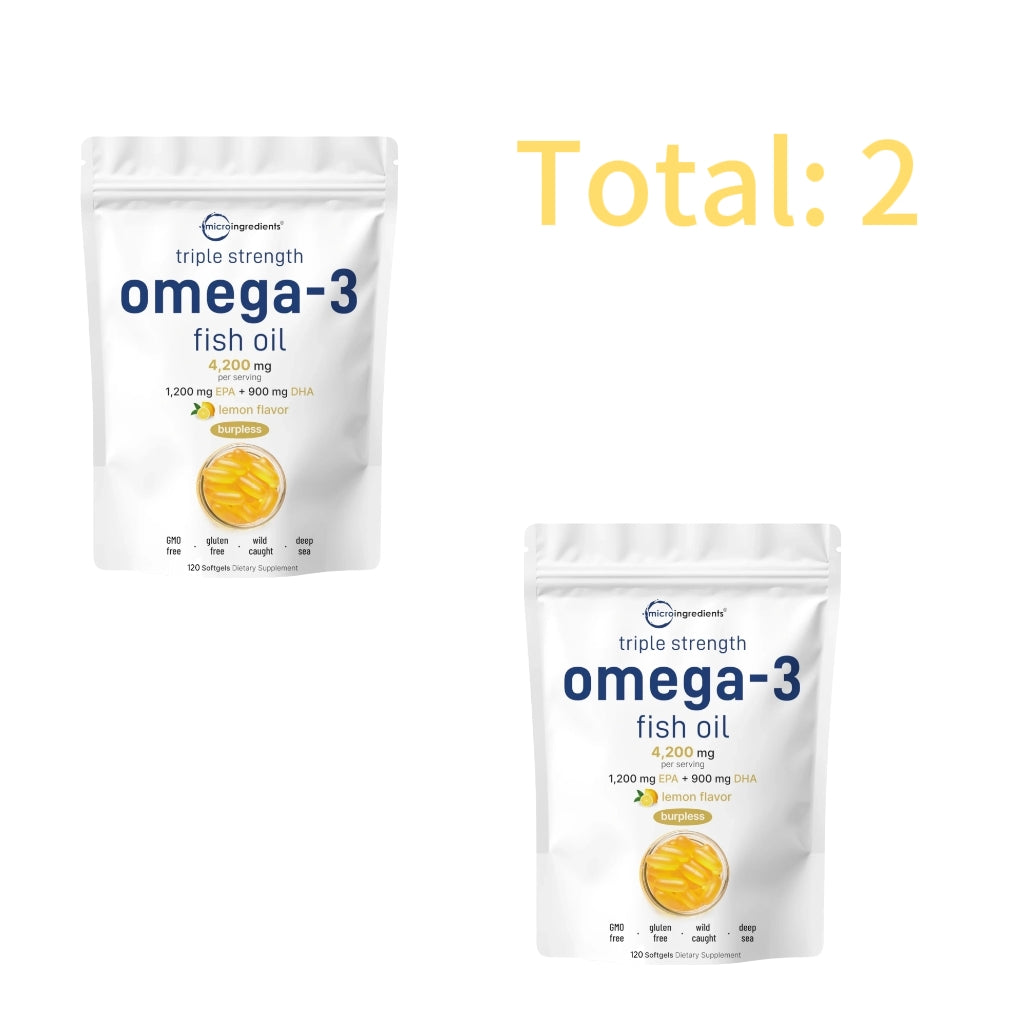 Omega 3 Fish Oil Supplements 4,200mg Per Serving| Lemon Flavored Burpless | EPA 1200mg + DHA 900mg