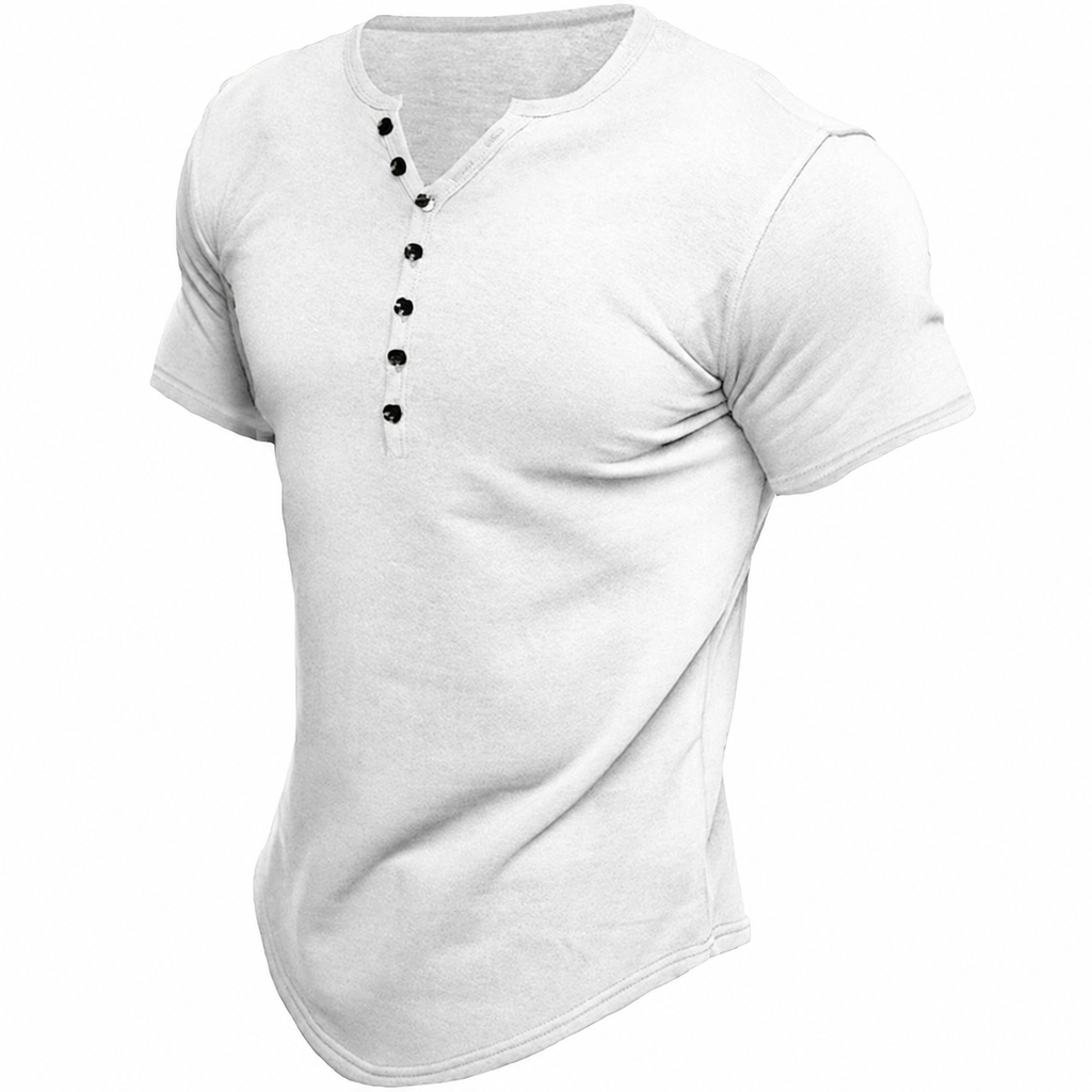 Men's T Shirt Tee Henley Top Short Sleeve Solid Color